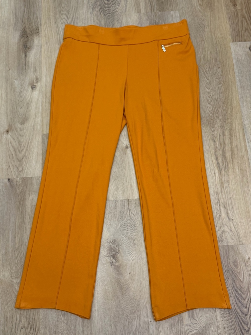 Anne Klein Burnt Orange Stretch Pull-On Flare Pants